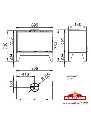 Сталева піч Bronpi CAIRO 90 BOX + B 90 BOX