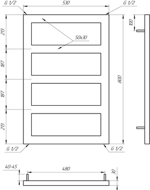 Полотенцесушитель Masive 80x53 см