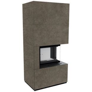 Камин Kratki FLOKI BOX правый 8 kW &Oslash; 160 в корпусе с керамогранита FOKOS PIOMBO