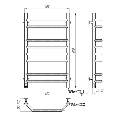Рушникосушка Блюз 480х800 Sensor права з таймером, біла