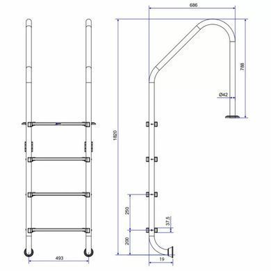Сходи для басейну Emaux Standard NSL415-SR (4 сходинки), уцінка