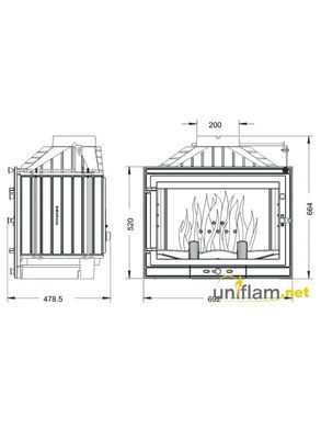 Камінна топка Uniflam 700 STANDARD ECO із шибером