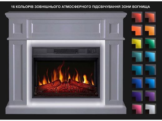 Каминокомплект ArtiFlame Linz AF23S белый с LED подсветкой, обогревом и звуком горения огня