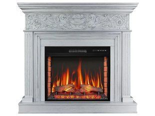 Каминокомплект ArtiFlame Brittany AF25 белый с обогревом и звуком горения огня