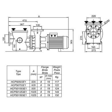 Насос Hayward HCP50553E17 (380В, 71.3 м3/ч, 5,5HP)