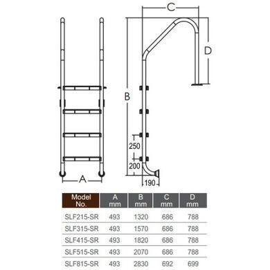 Лестница SLF315-S -STANDARD 3 ст фланец, без против. накладок