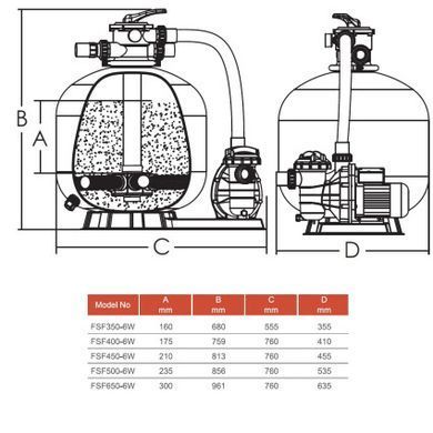 Фильтрационная установка Emaux FSF500 (11.1 м3/ч, D535)