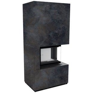 Камин Kratki FLOKI BOX правый 8 kW &Oslash; 160 в корпусе с керамогранита OSSIDO NERO