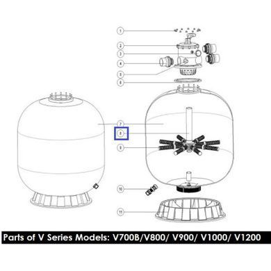 Дюзова коробка з трубою для Emaux V800 89010607