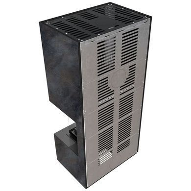 Камин Kratki FLOKI BOX правый 8 kW &Oslash; 160 в корпусе с керамогранита OSSIDO NERO