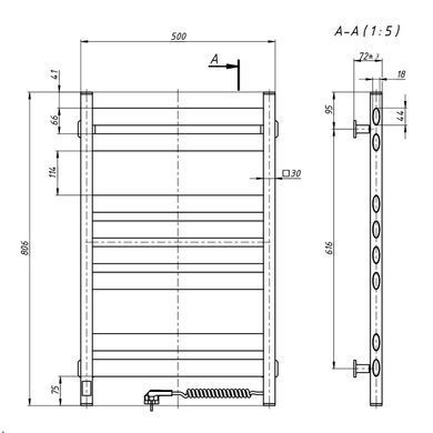 Рушникосушка NAVIN Ellipse 500х800 Sensor ліва