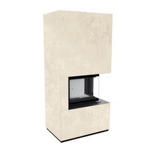 Камин Kratki FLOKI BOX правый 8 kW &Oslash; 160 в корпусе с керамогранита OXIDE BIANCO