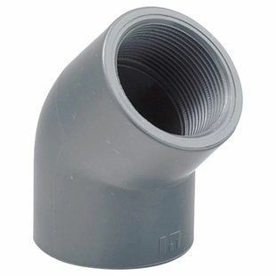Коліно різьбове 45&deg; ПВХ Hidroten 1002317, ВР/ВР, d2 1/2"