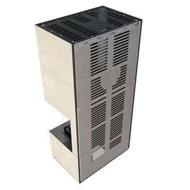 Камин Kratki FLOKI BOX правый 8 kW &Oslash; 160 в корпусе с керамогранита OXIDE BIANCO