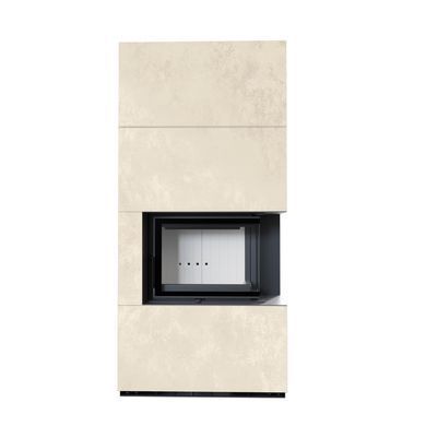 Камин Kratki FLOKI BOX правый 8 kW &Oslash; 160 в корпусе с керамогранита OXIDE BIANCO