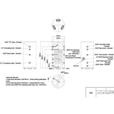 Бойлер непрямого нагріву Aquajoy Duplex Tank D2205 100L з ТЕН (100 л, 3 кВт)