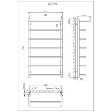 Рушникосушарка KOSSER Скоба з полицею 900х530/7