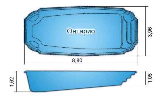 Композитный Бассейн Онтарио 8.8 м