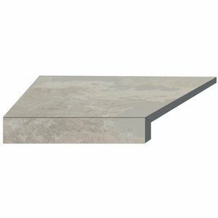 Угловой Г-образный элемент бортовой плитки Aquaviva Loft Sand, 600x345x50(20) мм (левый/45&deg;)