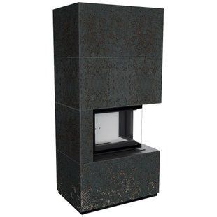 Камин Kratki FLOKI BOX правый 8 kW &Oslash; 160 в корпусе с керамогранита OXIDE NERO