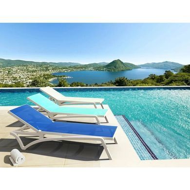 Шезлонг Aquajoy Pacific, белый с бирюзовым