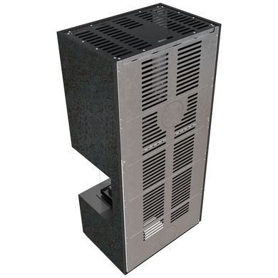 Камін Kratki FLOKI BOX правий 8 kW &Oslash; 160 в обудові з керамограніту OXIDE NERO