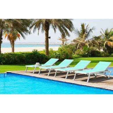 Шезлонг Aquajoy Pacific, белый с бирюзовым