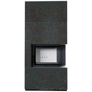 Камін Kratki FLOKI BOX правий 8 kW &Oslash; 160 в обудові з керамограніту OXIDE NERO