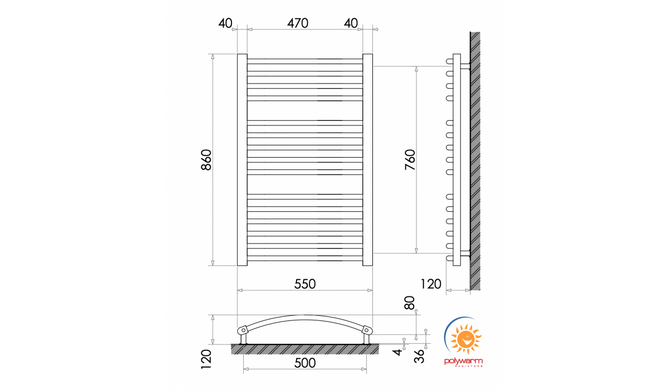 Радіатор опалення для ванної кімнати Polywarm WG15/55