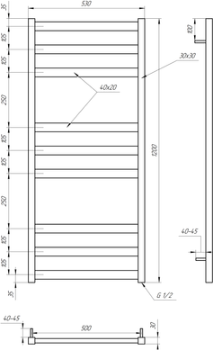 Електрична сушка для рушників Genesis-Aqua Tristar flat 80x53 см