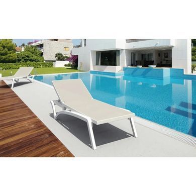 Шезлонг Aquajoy Pacific, белый с серо-коричневым