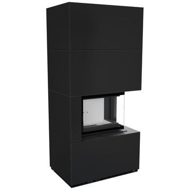 Камін Kratki FLOKI BOX правий 8 kW &Oslash; 160 в обудові модульній ZIMBABWE NERO