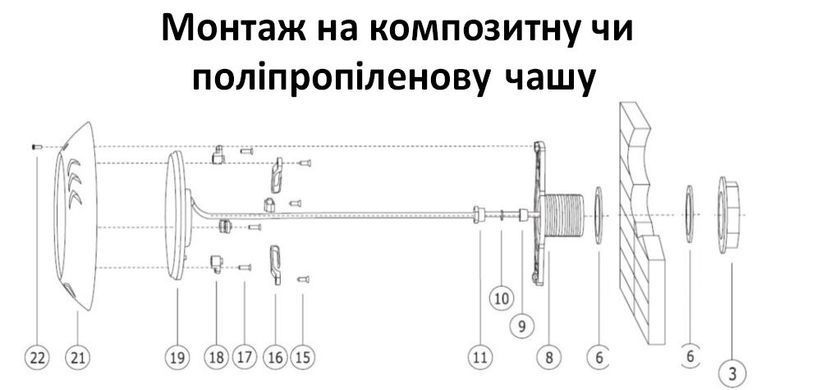 LED светильник для бассейна, серия 290, Cool White, пластик, 18W, 252 SMD, 260 х 35 мм