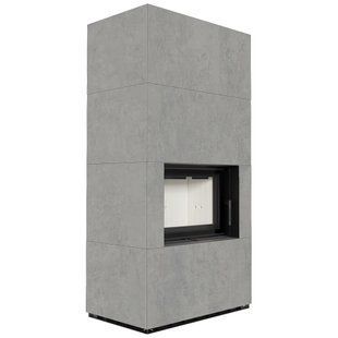 Камин Kratki FLOKI BOX 8 kW &Oslash; 160 в корпусе с керамогранита CEMENTO GRIGIO BOCCIARDATA