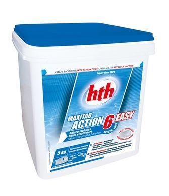 6в1 hth 5кг, 250г шок & повільнорозчінні комплексні хлорні таблетки, MAXITAB Action 6 EASY