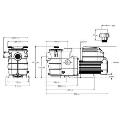 Насос Hayward Max Flo VS SP1811VS (220 В, 13.5 м3/ч, 1.1 HP), 4-скоростной