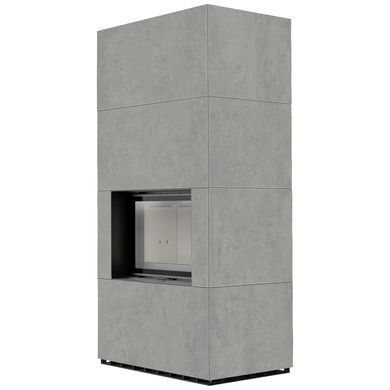 Камін Kratki FLOKI BOX 8 kW &Oslash; 160 в обудові з керамограніту CEMENTO GRIGIO BOCCIARDATA