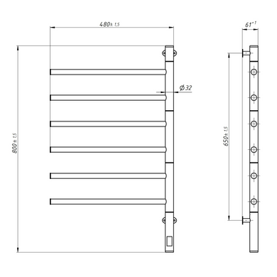 Рушникосушка Arabesque 480х800 Sensor з таймером, біла