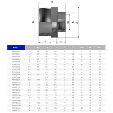 Переходник резьбовой ПВХ Effast RERRIE090H, d3"x2-1/2"