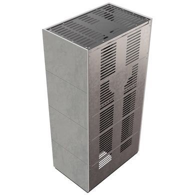 Камін Kratki FLOKI BOX 8 kW &Oslash; 160 в обудові з керамограніту CEMENTO GRIGIO BOCCIARDATA