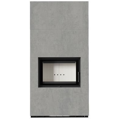 Камін Kratki FLOKI BOX 8 kW &Oslash; 160 в обудові з керамограніту CEMENTO GRIGIO BOCCIARDATA