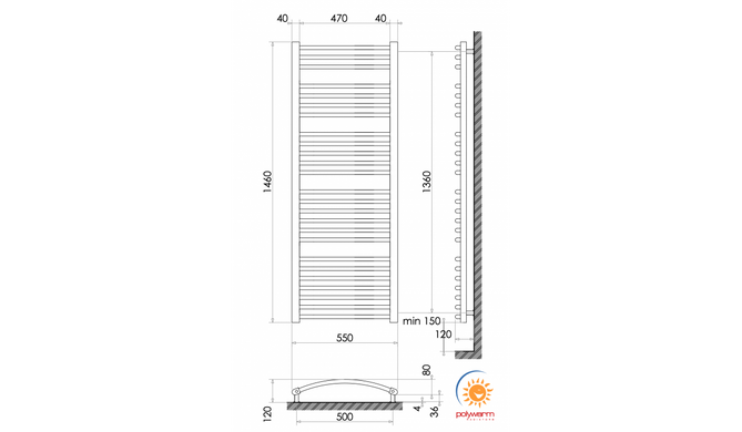 Радіатор опалення для ванної кімнати Polywarm WG25/55