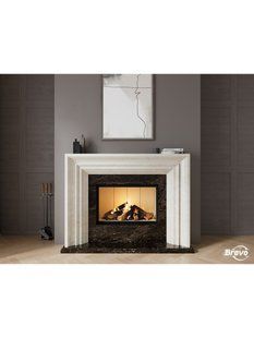 Каминная облицовка Браво Ницца материал Crema Marfil + Emperador Dark