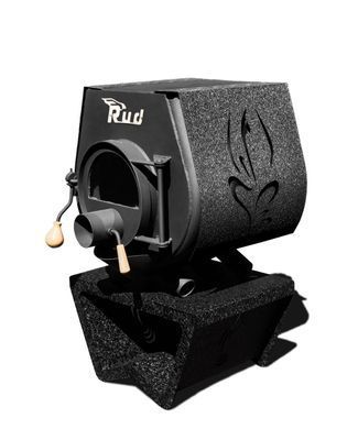 Отопительная конвекционная печь Rud Pyrotron Кантри 00 с варочной поверхностью (отапливаемая площадь 40 кв.м.) Стекло + обшивка + подставка
