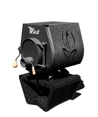 Отопительная конвекционная печь Rud Pyrotron Кантри 00 с варочной поверхностью (отапливаемая площадь 40 кв.м.) Стекло + обшивка + подставка