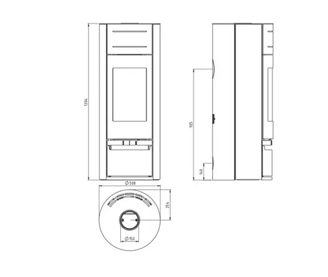 Дров'яна кругла піч для дому Color Stove G2 BLACK STEEL