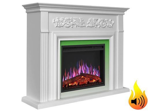 Электрокамин ArtiFlame Monferrato AF24 &ndash; белый, свободностоящий, с обрамлением из МДФ, 3D-эффектом пламени, LED-подсветкой и обогревом.