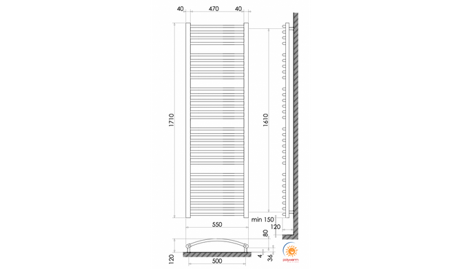 Радиатор отопления для ванной комнаты Polywarm WG30/55