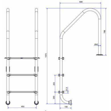Сходи Emaux Standard NSL315-SR (3 ступені)