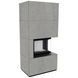 Камін Kratki FLOKI BOX правий 8 kW &Oslash; 160 в обудові з керамограніту CEMENTO GRIGIO BOCCIARDATA